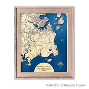 Carte de Portland, Maine, carte Prouts Neck, carte du Maine, carte de la baie de Casco, carte en bois personnalisée, décoration de plage, cadeau du Maine, art du Maine, enseigne de cabine, décoration de cabine