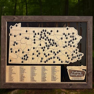 Mappa turistica del parco statale della Pennsylvania, mappa del parco statale di Wood, regalo del parco statale, mappa del parco statale, mappa di Wood, mappa turistica, regalo per il campeggio, mappa del campeggio