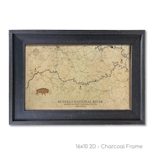 Mapa del río Buffalo, río Buffalo, mapa personalizado del lago, mapa del lago Wood, arte mural en 3D, mapa de contorno, decoración de casas en el lago, mapa del lago, mapa de profundidad, arte del lago