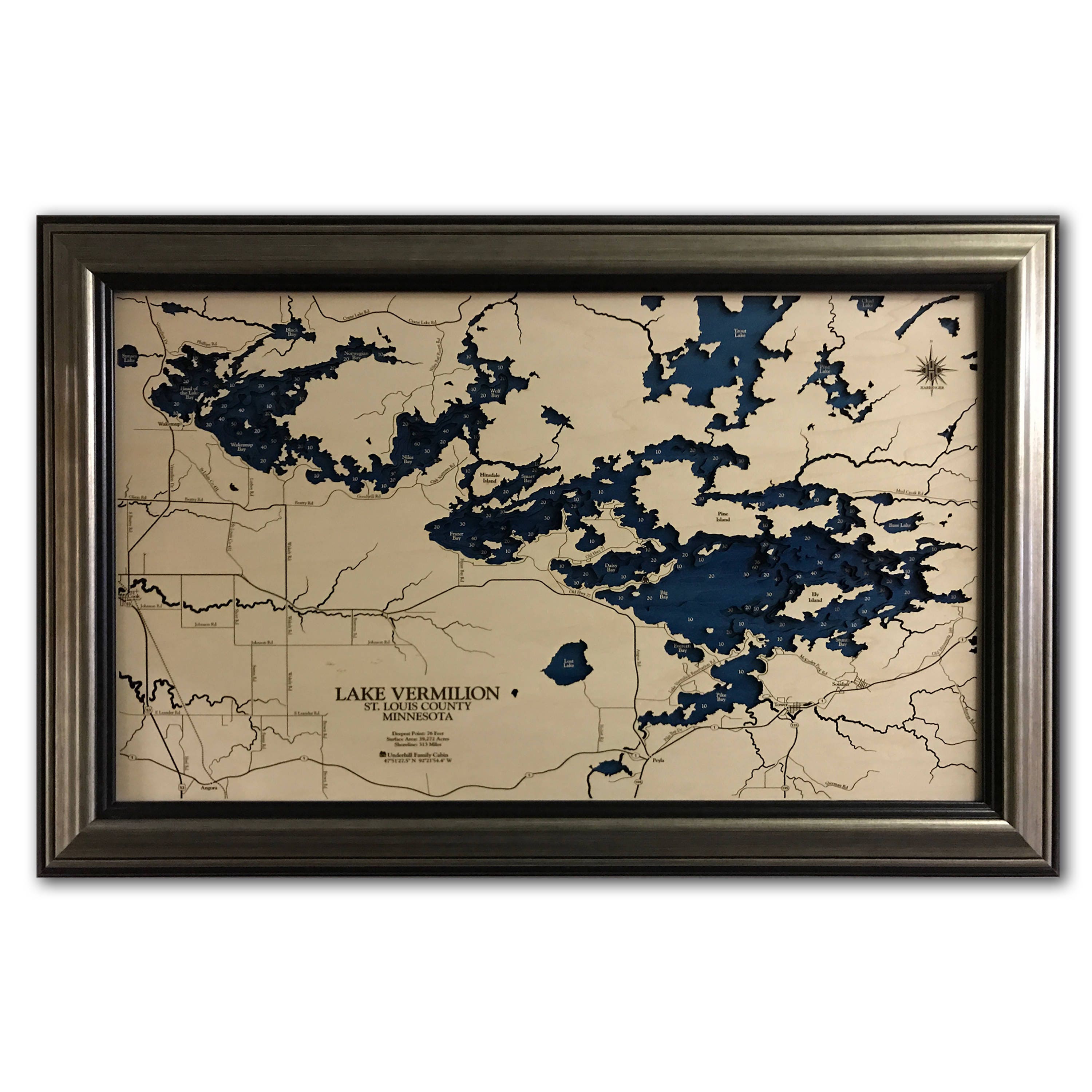 Lake Vermilion Custom Wood Map Art 3D Wall Art Contour Etsy