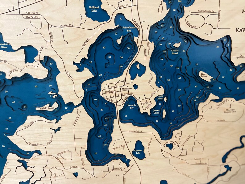 Minocqua Lake Map Kawaguesaga Lake Map Custom Lake Map Etsy