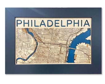Philadelphia City Wood Map - Custom Laser Cut Wall Art