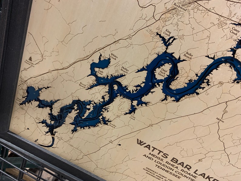 Watts Bar Lake Map Watts Bar Lake Wood Lake Map Wood Lake Etsy