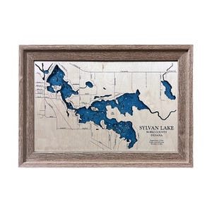 Sylvan Lake, 3D Lake Map, Wood Lake Map, Custom Lake Map, Custom Lake Sign, Custom Lake Art, Wood Lake Map, Lake Map, Lake House Decor