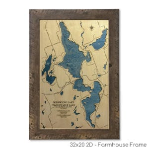Boshkung Lake Map, Twelve Mile Lake Map, 3D Lake Map, 3D Wall Art, Lake House Decor, Lake Map, Depth Map, Lake Gift, Lake House, Lake Art