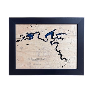 Coralville Lake Map, Iowa Lake Map, Lake House Gift, 3D Lake Map, Wood Lake Sign, Lake Sign, Lake House Decor, Lake Art, Lake House Gift