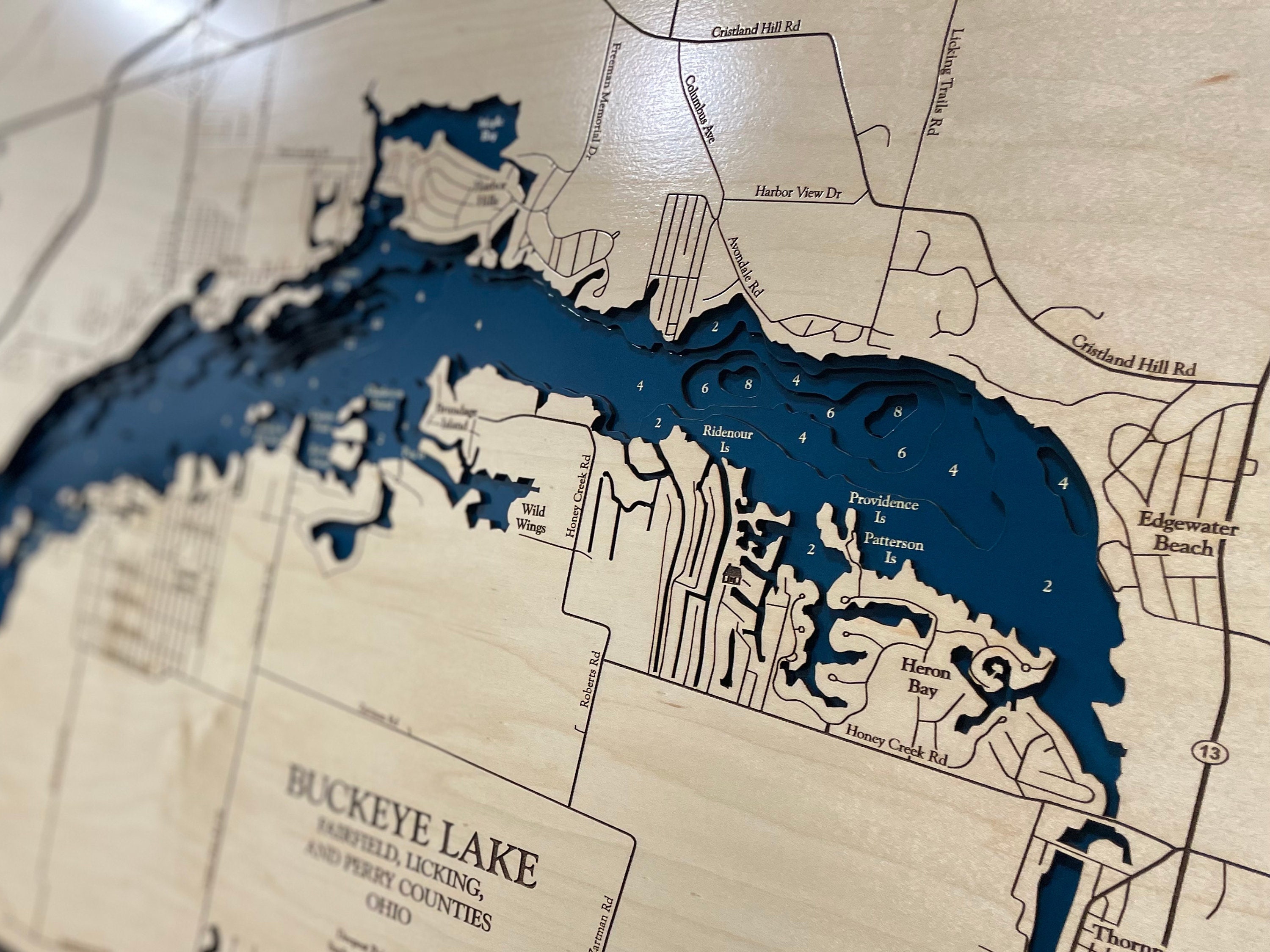 Quaddick Reservoir Map Custom Lake Map Wood Lake Map 3D Etsy