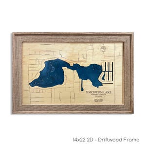Simonton Lake Map, Wood Lake Map, Custom Lake Map, Custom Lake Sign, Custom Lake Art, Wood Lake Map, 3D Lake Map, Lake House Decor