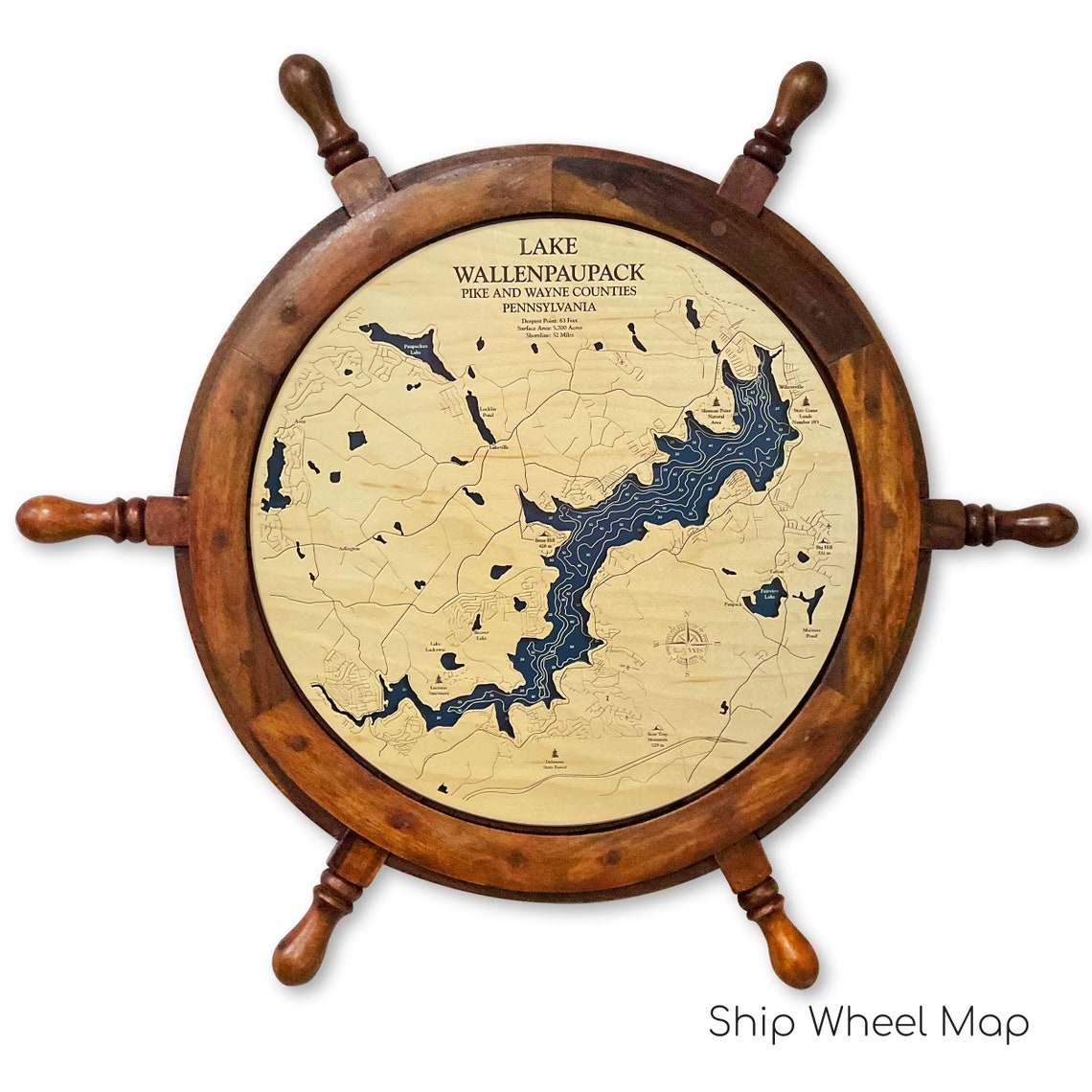 Lake Wallenpaupack Custom Wood Map 3D Wall Art Contour Map Etsy