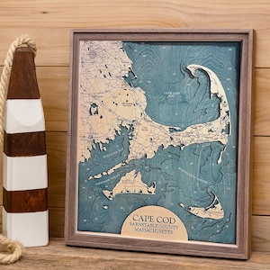 Cape Cod Map, Cape Cod 3D Map, Cape Cod Wood Map, 3D Wood Map, Nautical Decor, Beach House Decor, Beach Decor, Beach Sign, Cape Cod Sign