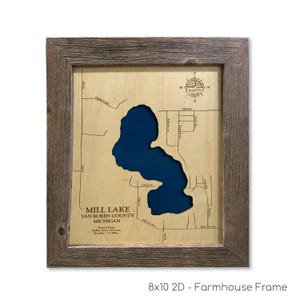 Mill Lake Map, Mill Lake, Wood Lake Map, Wood Lake Sign, Lake Art, Lake House Gift, Lake House Decor, Lake Map, Custom Lake