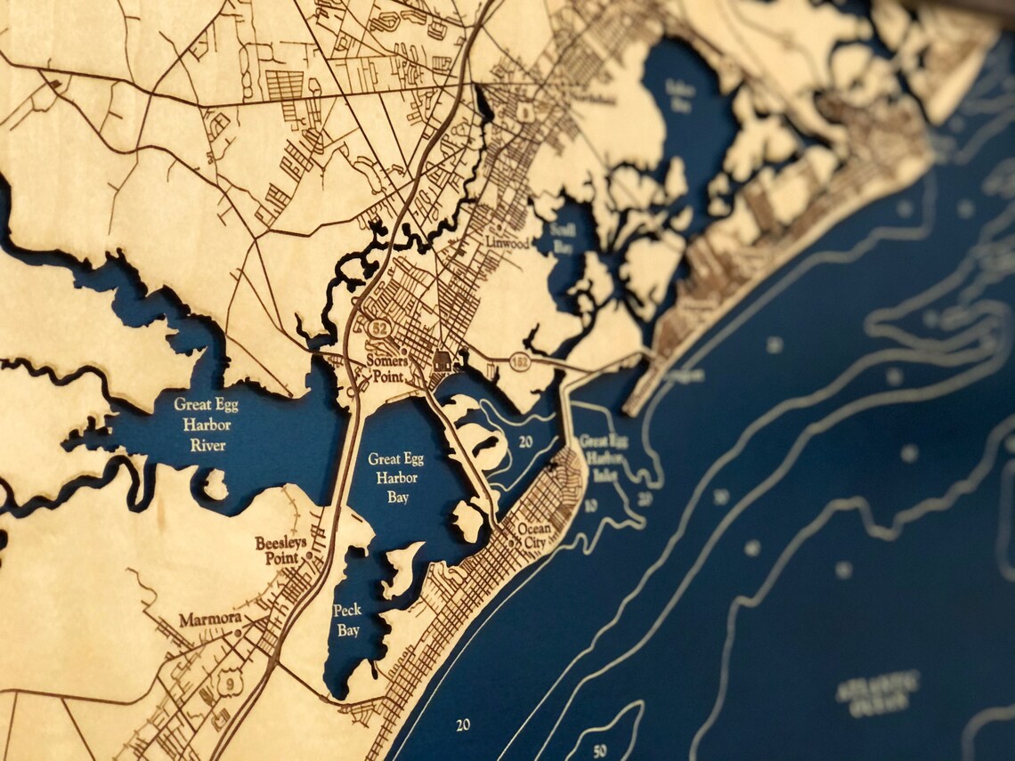 Somers Point New Jersey Map Custom Island Sign New Jersey Etsy España