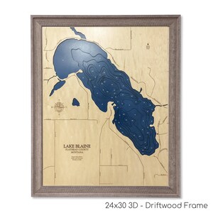 Lake Blaine Map, Custom Wood Map, Custom Lake Art, 3D Wall Art, Contour Map, Lake House Decor, Lake Map, Depth Map, Bathymetric, Lake Art