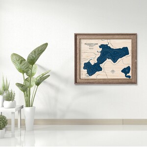 Pleasant Lake Map, Wood Lake Map, Custom Lake Map, Custom Lake Sign, Custom Lake Art, Wood Lake Map, Lake Map, Lake House Decor