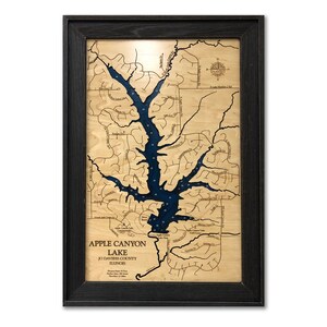 Apple Canyon Lake, Individuelle Holzkarte, 3D Wandbild, Konturkarte, Seeschild, Haus am See, Geschenk, Haus am See