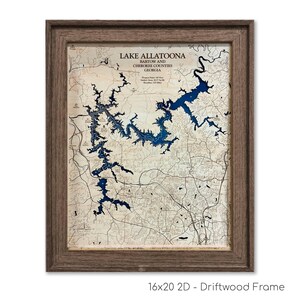 Lake Allatoona Map, Lake Allatoona, Wood Lake Map, Wood Lake Sign, Lake Art, Lake House Gift, Lake House Decor, Lake Map, Custom Lake