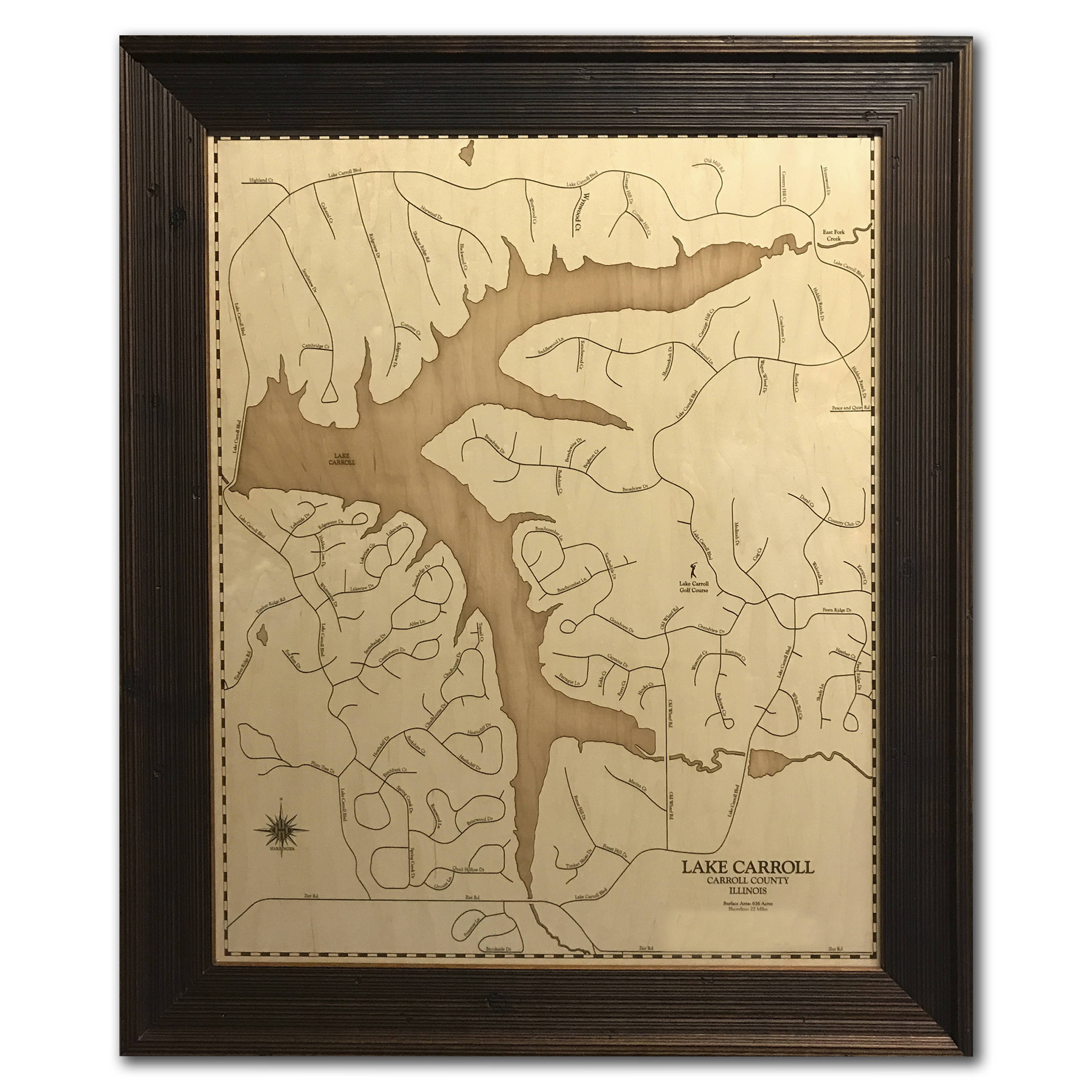 Lake Carroll Map Custom Wood Map Custom Lake Map 3D Wall Etsy