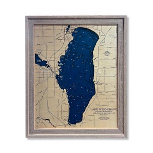 Lake Winnebago - Custom Wood Map -  Art - 3D Wall Art - Contour Map - Lake House Decor - Lake Map - Depth Map - Lake Art - Wood Maps - Gift
