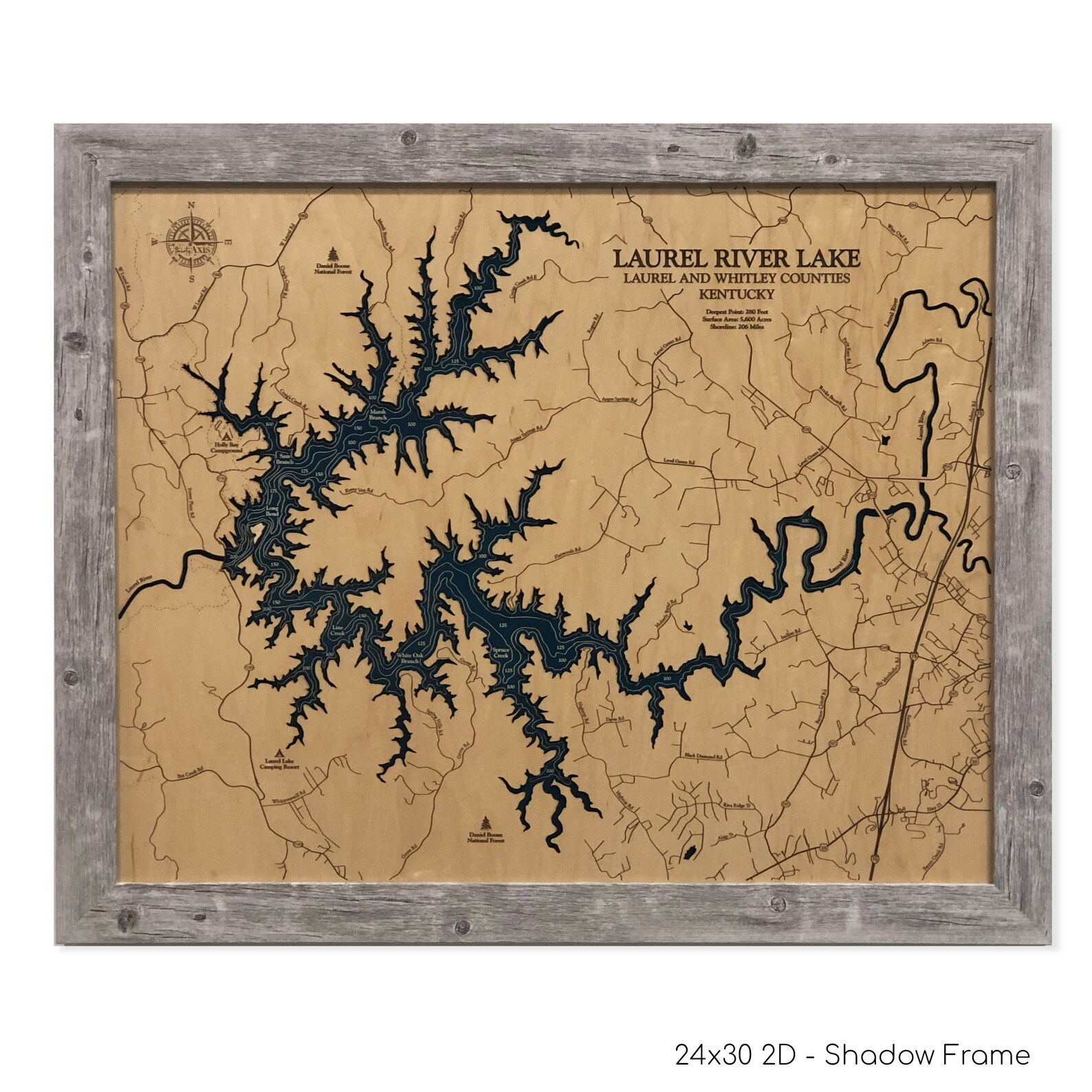 Laurel River Lake Map Laurel River Map Custom Lake Art 3D Etsy