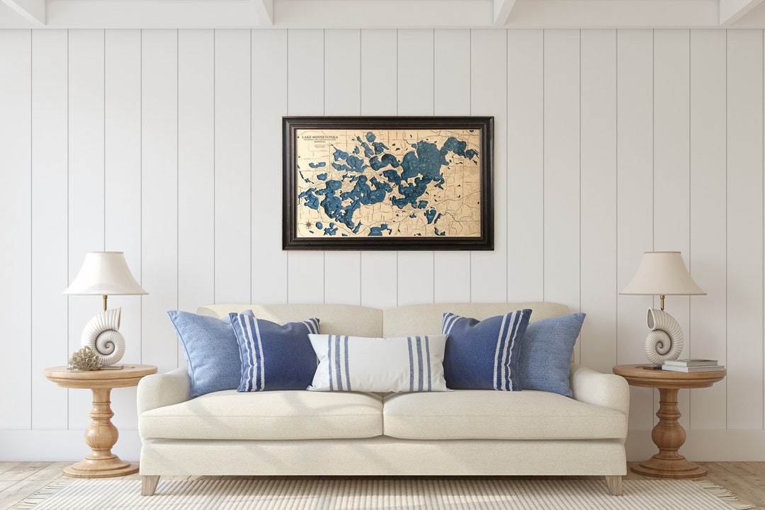 Lake Custom Wood Map Art 3D Wall Art Contour Map Lake House