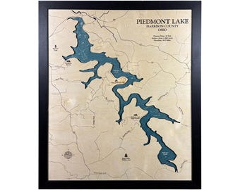 Piedmont Lake Map, Lake House Gift, 3D Lake Map, Wood Lake Sign, Lake Sign, Lake House Decor, Lake Art, Lake House Art, Housewarming Gift