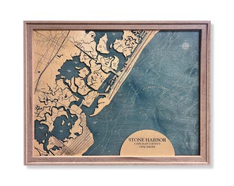 Stone Harbor NJ Map, Custom Island Sign, New Jersey Map, NJ Map, Beach House Decor, Wood Map Art, Beach House Sign, Beach Art, Beach Gift