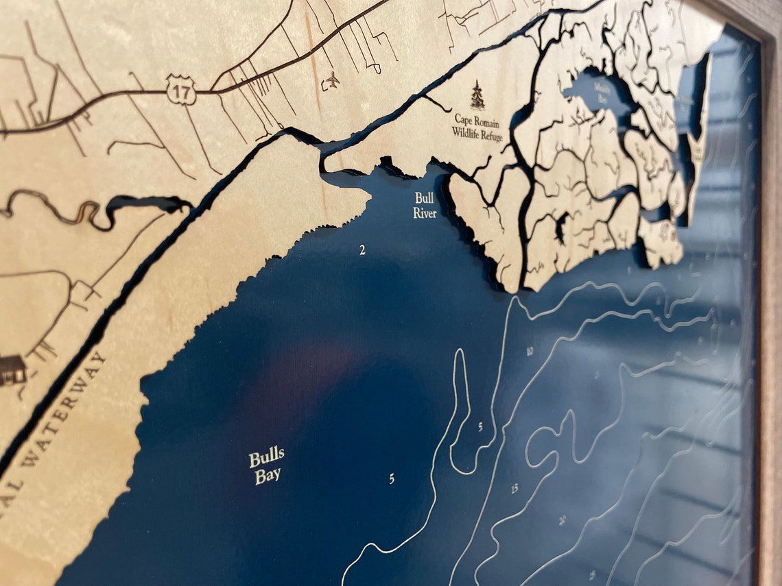 Bulls Bay Map Bulls Bay Custom Island Map Charleston Map Etsy