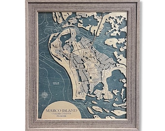 Marco Island Map, Marco Map, Naples Map Map, Marco Island, Marco Island Gift, Contour Map, Beach House Decor, Island Map, Custom Map