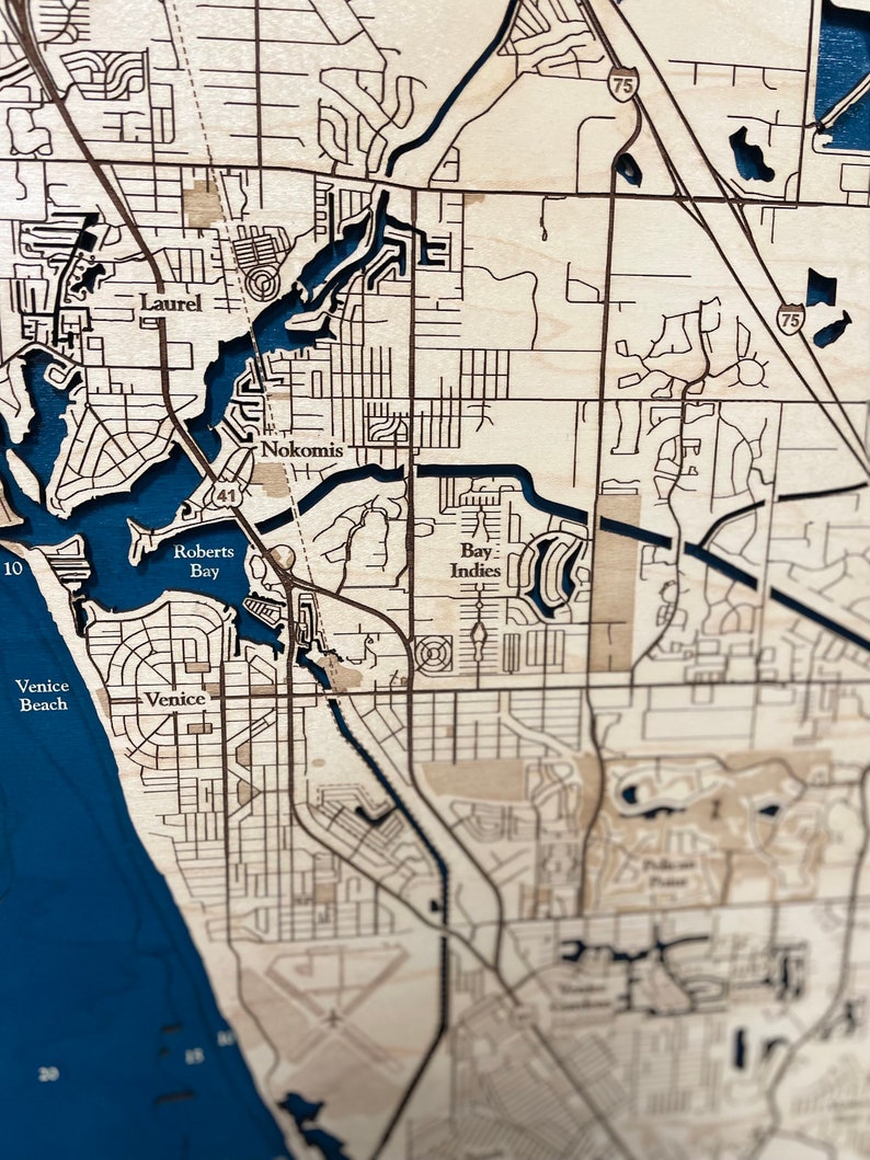 Venice Florida Map Venice Beach Map Custom Wood Map 3D Etsy