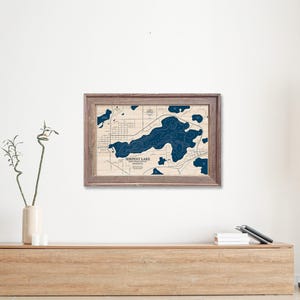 Serpent Lake Map, Lake Map, Custom Lake Map, Wood Lake Map, 3D Wall Art, Contour Map, Lake House Decor, Lake Map, Depth Map, Lake Art