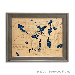 Wisconsin Lake Country Map, Waukesha County Map, Wood Lake Map, Wood Lake Sign, Lake Art, Lake House Gift, Lake House Decor, Lake Map