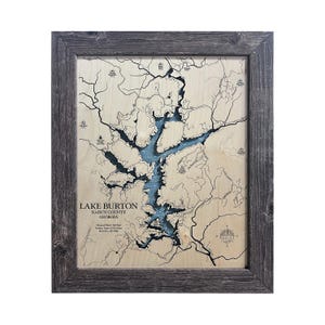 Lake Burton Lake, Custom Wood Map, Lake Map, 3D Wall Art, Contour Map, Lake House Decor, Lake Map, Depth Map, Wood Maps, Lake Gift