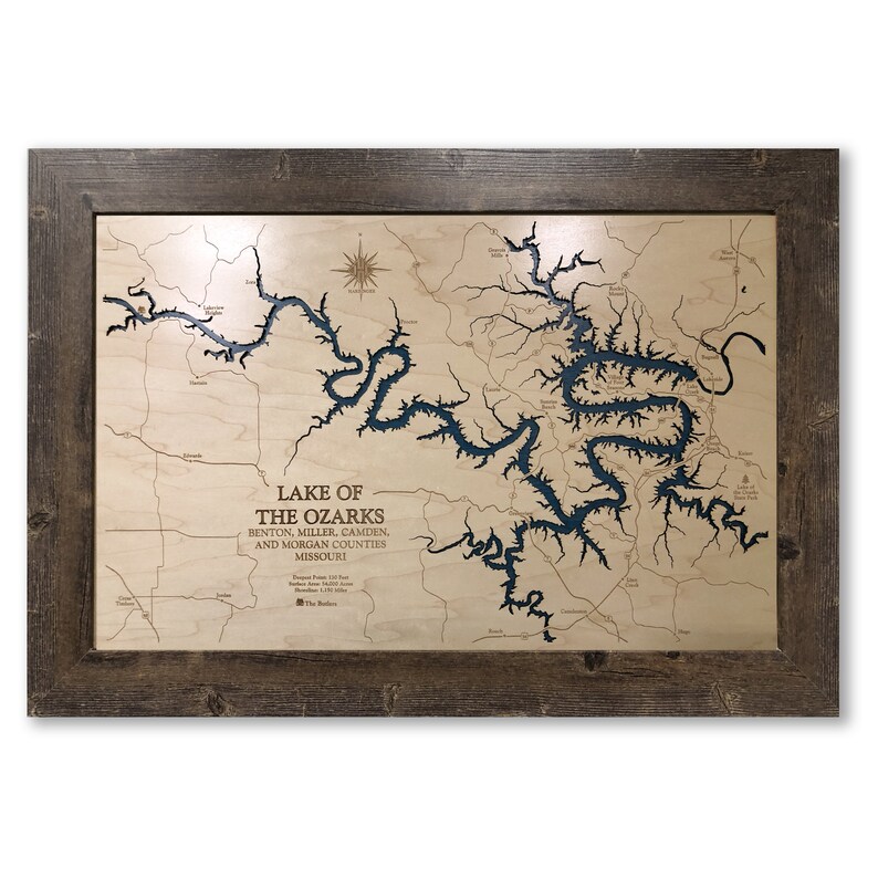 Lake of the Ozarks Wood Map Custom Wood Map Art 3D Wall Etsy