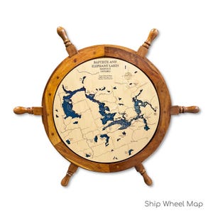 Baptiste and Elephant Lakes Map, Wood Lake Map, Wood Lake Sign, Lake Art, Lake House Gift, Lake House Decor, Lake Map, Custom Lake