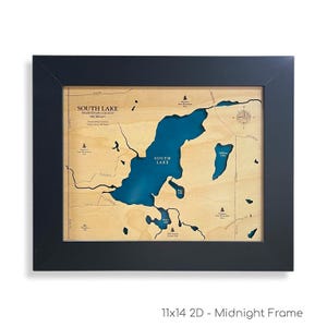 South Lake Map, South Lake, Cabin Decor, Camping Map, Wood Lake Map, Wood Lake Sign, Lake Art, Lake House Gift, Lake House Decor, Lake Map