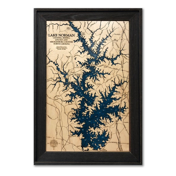 Lake Norman Custom Wood Map Art 3d Wall Art Contour Etsy