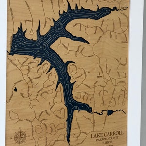 Lake Carroll Map, Custom Wood Map, Custom Lake Map, 3D Wall Art ...