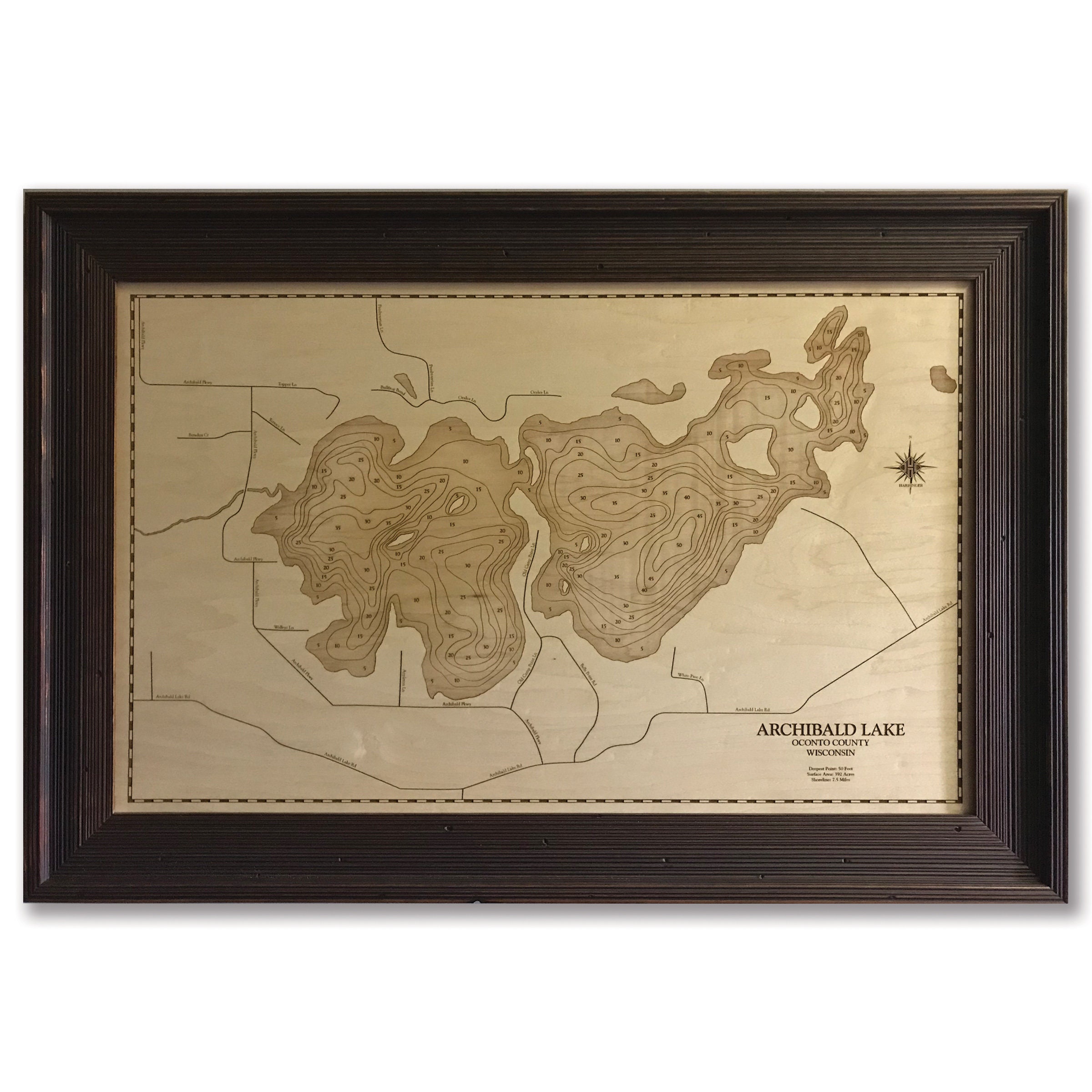 Archibald Lake Wisconsin Custom Wood Map Art 3D Wall Etsy