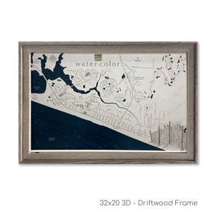 Aquarel witgekalkte kaart Florida, aangepaste houten kaart, kaart Florida, kaart Panhandle, kaart Florida aan zee, decor strandhuis, 3D-kaart, kaart Florida