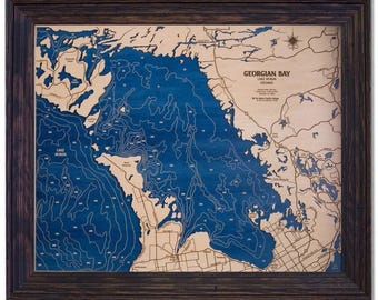 Mapa de contorno de profundidad de los Grandes Lagos - Mapa de madera personalizado - Arte mural 3D - Regalo de lago - Regalo de madera - Decoración del hogar - Mapas - Mapa de lago - Arte de lago - Regalo