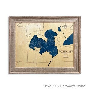 Patten Lake Map Patten Lake, Cabin Decor, Camping Map, Wood Lake Map, Wood Lake Sign, Lake Art, Lake House Gift, Lake House Decor, Lake Map