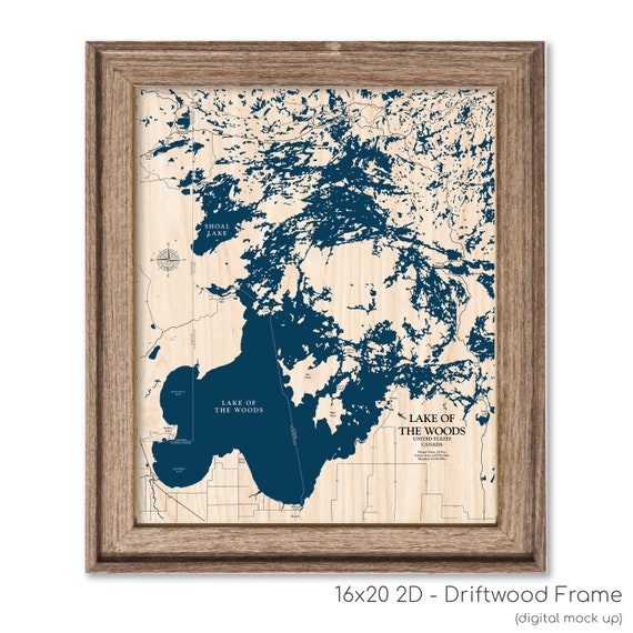Lake of the Woods Map Custom Lake Map Wood Lake Map 3D Wall - Etsy