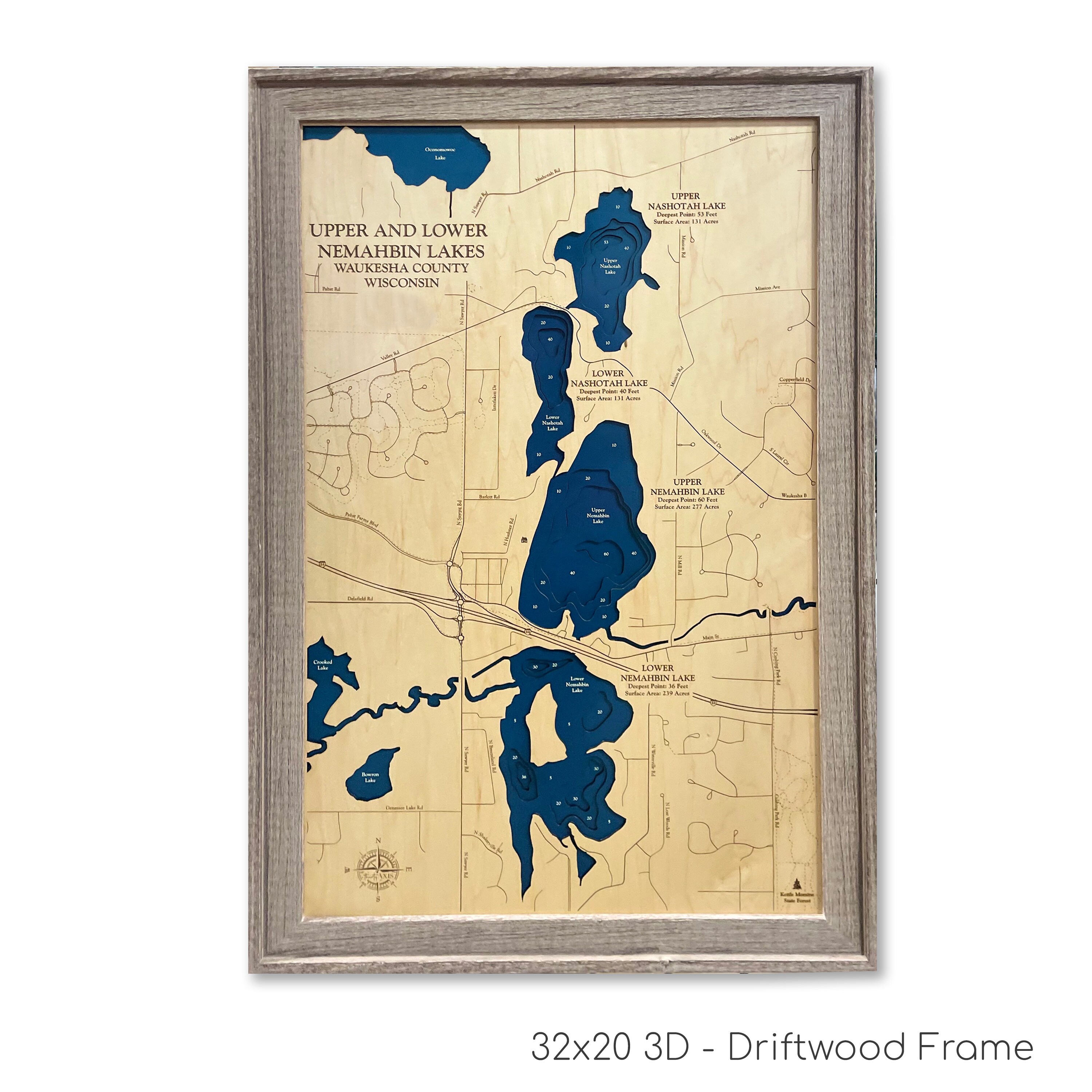 Nemahbin Lake Nemahbin Lake Map Nashotah Lake Map Custom Etsy