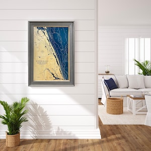Jupiter Island Hobe Sound Florida Dimensional Wood Carved Depth Contour Map - Customize With Your Home Information - Lake Art - Wood Maps