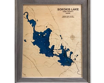 Sokokis Lake Map, Sokokis Lake, Wood Lake Map, Wood Lake Sign, Lake Art, Lake House Gift, Lake House Decor, Lake Map, Custom Lake