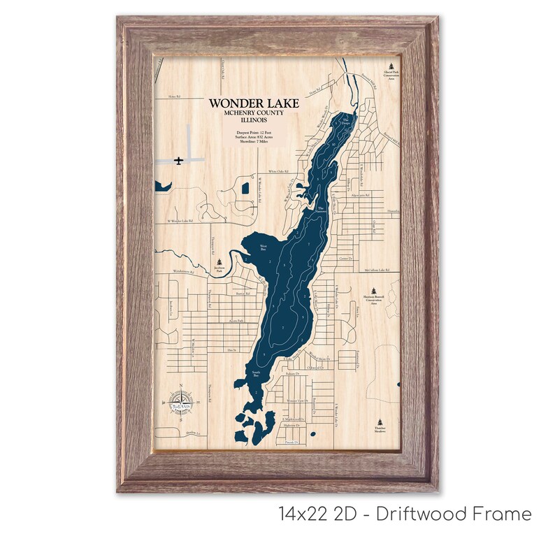 Wonder Lake Map Lake Map Custom Lake Map Wood Lake Map 3D Etsy Israel