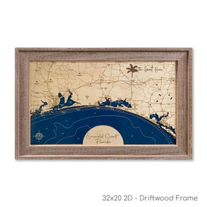 Kaart Smaragdkust, kaart 30A, aangepaste houten kaart, houten bord, strandbord, strandcadeau, decor strandhuis, aangepast strandbord, stranddecor
