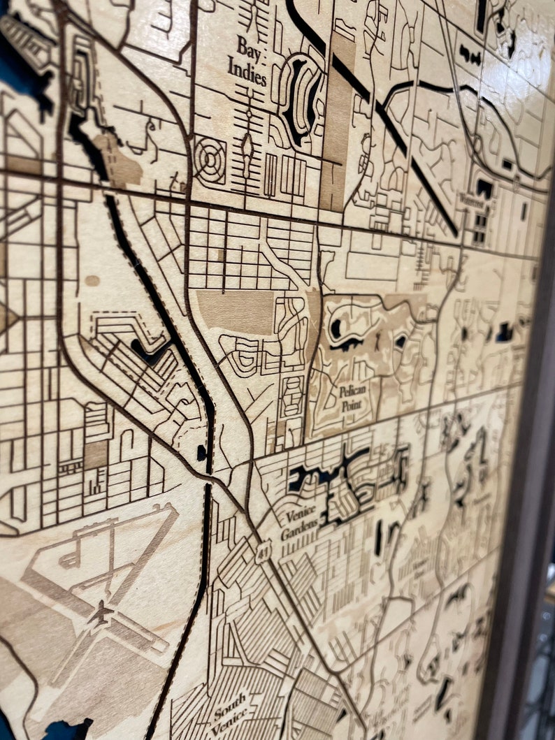 Venice Florida Map Venice Beach Map Custom Wood Map 3D Etsy
