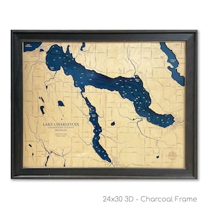 Lake Charlevoix Map, Custom Lake Map, Custom Lake Sign, Wood Lake Map, 3D Map, Lake Gift, Lake Art, Lake House Decor, Lake House Gift