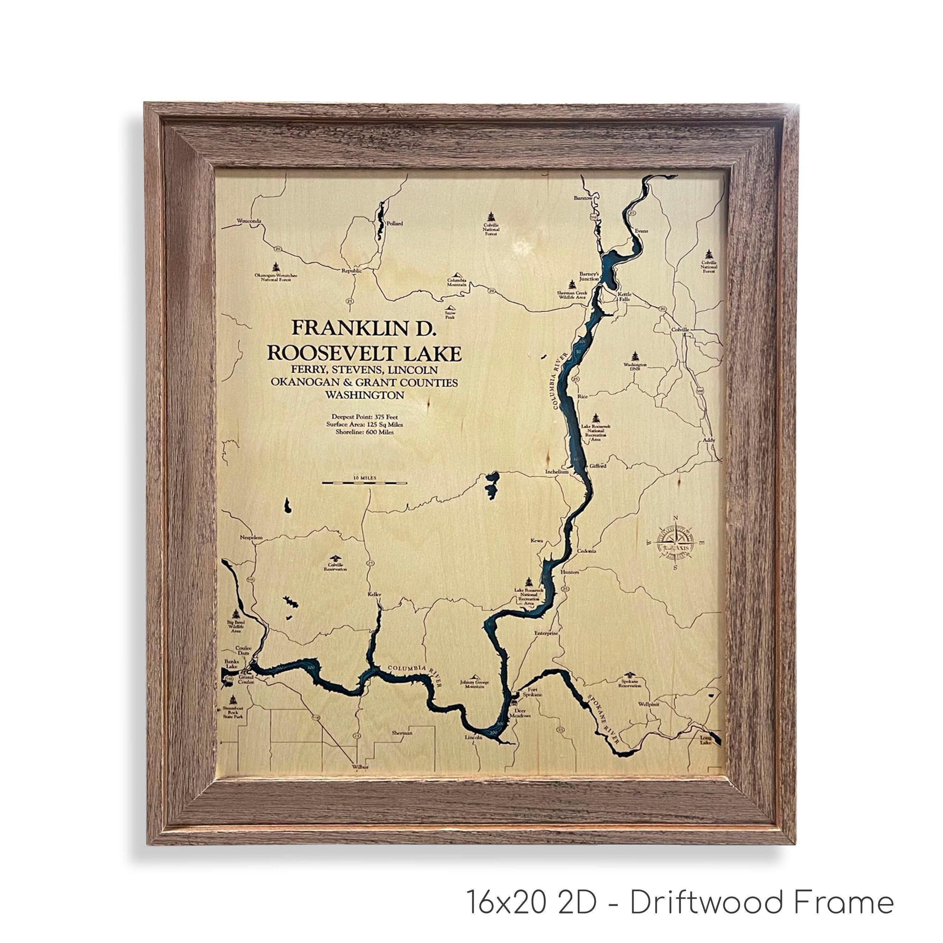Roosevelt Lake Map, FDR Lake, Cabin Decor, Camping Map, Wood Lake Map, Wood Lake Sign, Lake Art, Lake House Gift, Lake House Decor, Lake Map
